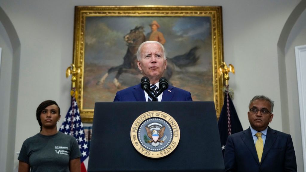 President Biden Speaks On COVID-19 Vaccines For Children Under 5WASHINGTON, DC - JUNE 21: U.S. President Joe Biden speaks about Covid-19 vaccines for children, in the Roosevelt Room of the White House on June 21, 2022 in Washington, DC. Also pictured, L-R, are Arsema Desta, Site Lead at Anacostia/Congress Heights COVID Center, and White House Coronavirus Response Coordinator Dr. Ashish Jha. Last week, the U.S. Food and Drug Administration (FDA) authorized Covid-19 vaccines for children under 5 years old. The Centers for Disease Control and Prevention (CDC) signed off on the decision over the weekend and children can start getting the shots beginning this week. (Photo by Drew Angerer/Getty Images)Drew Angererwashington, white house