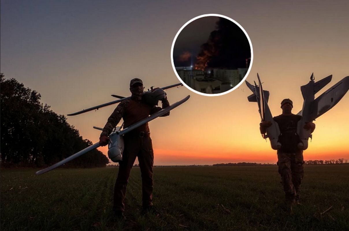 Ukrainian drones ignite a major fire at a Russian oil refinery