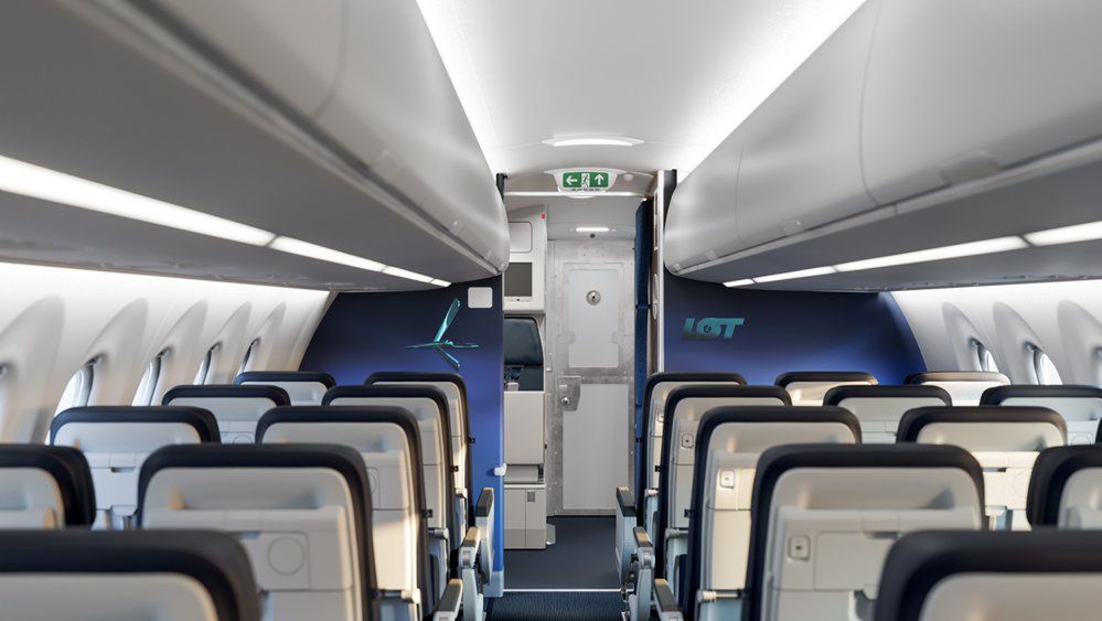 LOT pokazał wnętrza samolotów Airbus A220. Fotele powstają w Świebodzinie