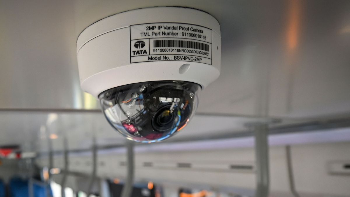 NEW DELHI, INDIA - SEPTEMBER 5:  Security Cameras are placed inside the newly inducted 400 Electric buses by Delhi Transport Corporation at IP Depot  on September 5, 2023 in New Delhi, India.  (Photo by Sanchit Khanna/Hindustan Times via Getty Images)