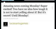 LucasArts ogłasza, że w poniedziałek coś ogłosi