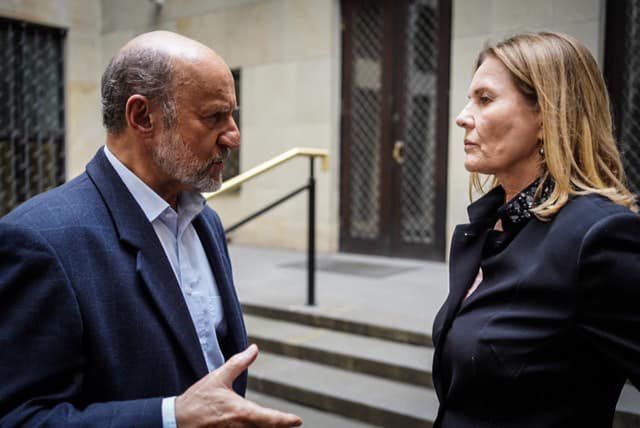 Grażyna Szapołowska i Piotr Fronczewski na planie filmu '"Asymetria"