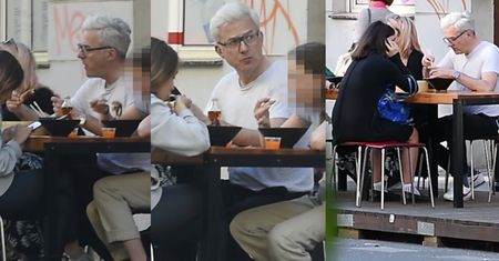 Urbański zajada chińszczyznę z towarzystwie córki