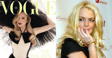 Lindsay Lohan i jej gładkie lico pozdrawiają czytelników z nowej okładki "Vogue'a". Poznalibyście ją?
