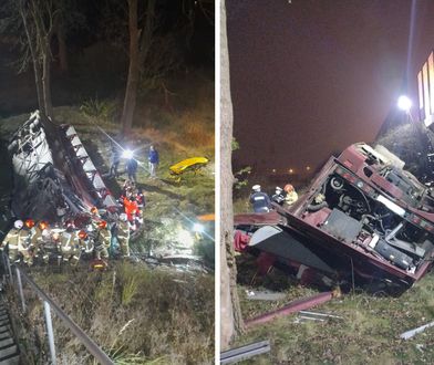 Groźny wypadek na A4. Autokar spadł z wiaduktu