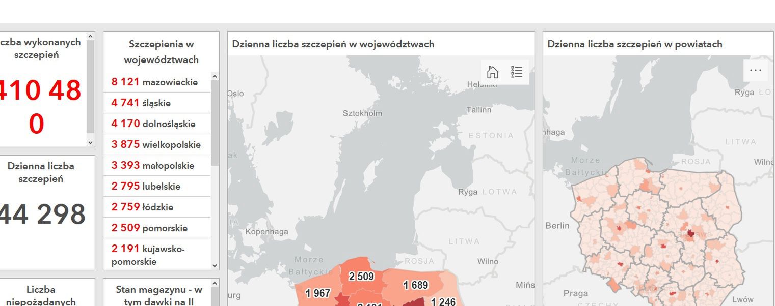 Tak wygląda dzienna mapa szczepień