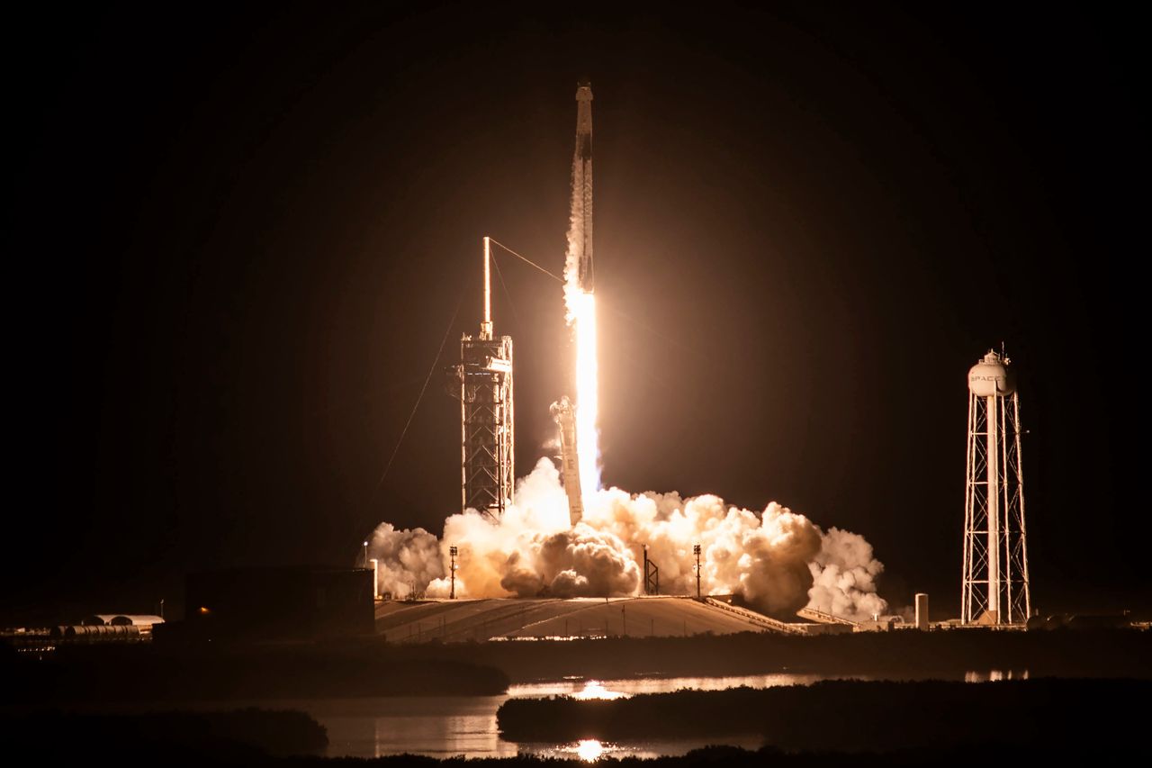 Falcon-9 rocket launch from Cape Canaveral in Florida