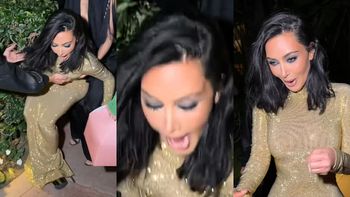 Kim Kardashian ZALICZYŁA GLEBĘ przed oscarową imprezą. Wszystkiemu winne złote szpilki na ogromnej platformie (WIDEO)