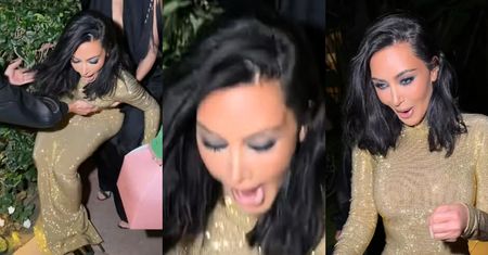 Kim Kardashian ZALICZYŁA GLEBĘ przed oscarową imprezą. Wszystkiemu winne złote szpilki na ogromnej platformie (WIDEO)