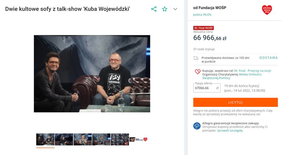 WOŚP: Aukcje na Allegro