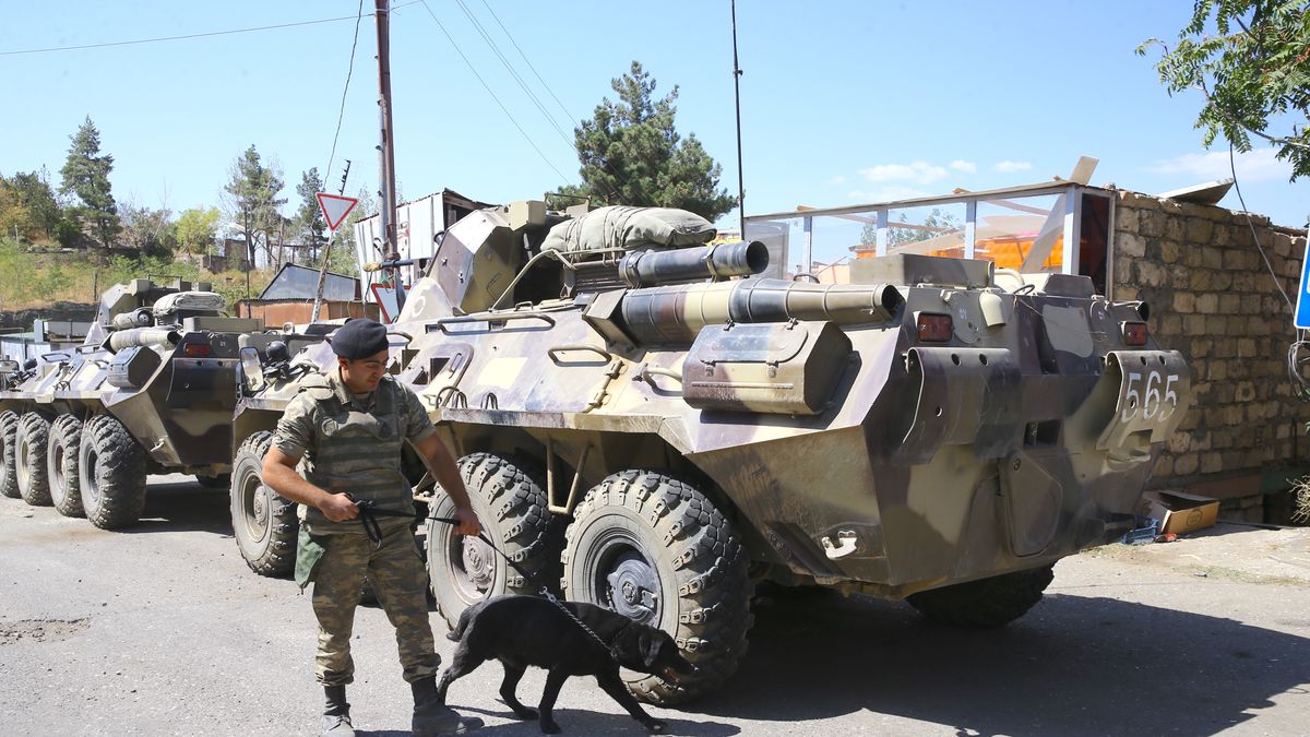 LACHIN, AZERBAIJAN - SEPTEMBER 1: Azerbaijan's Army statioend in the city of Lachin, as well as Zabukh and Sus villages, on September 1, 2022 in Azerbaijan. Russian peacekeepers and the Armenian population have left the areas along the route known as the Lachin Corridor, where Lachin, Zabuh, and Sus are located. The area was temporarily put under Russian control in line with the tripartite declaration signed by Moscow, Baku and Yerevan on Nov. 10, 2020, following 44 days of the second Karabakh War between Azerbaijan and Armenia. (Photo by Resul Rehimov/Anadolu Agency via Getty Images)