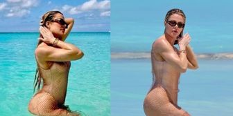 Instagram vs. paparazzi. Khloe Kardashian pluska podrasowane chirurgicznie krągłości w wodzie. Widzicie różnicę? (ZDJĘCIA)
