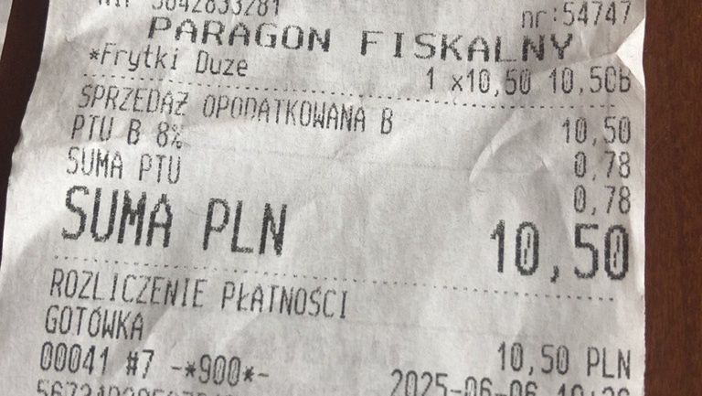Cena za frytki w McDonald's
