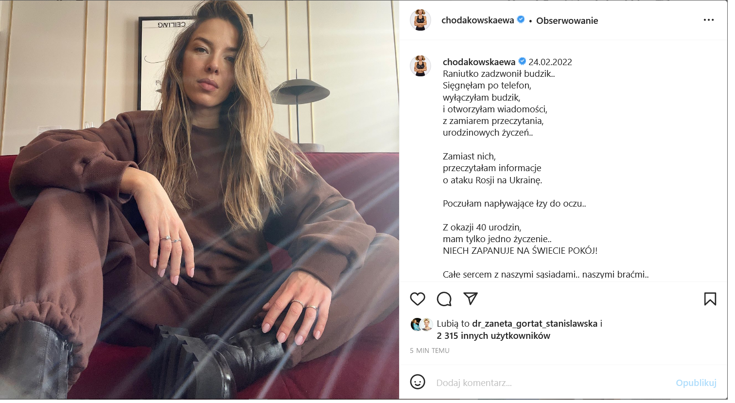 Ewa Chodakowska zabiera głos w sprawie inwazji na Ukrainę