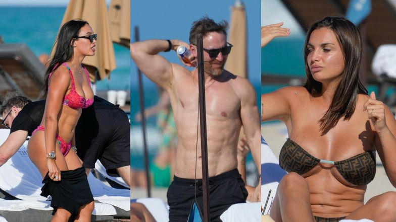 Zbudowany jak grecki bóg David Guetta smaży się na plaży z piękną ukochaną i spadkobierczynią fortuny Lamborghini (ZDJĘCIA)