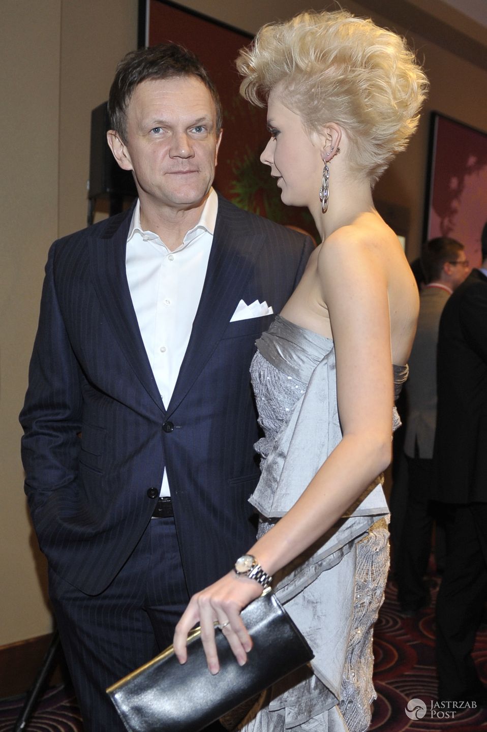 Cezary Pazura i Edyta Pazura z nastroszoną fryzurą, Telekamery 2010 (fot. AKPA)