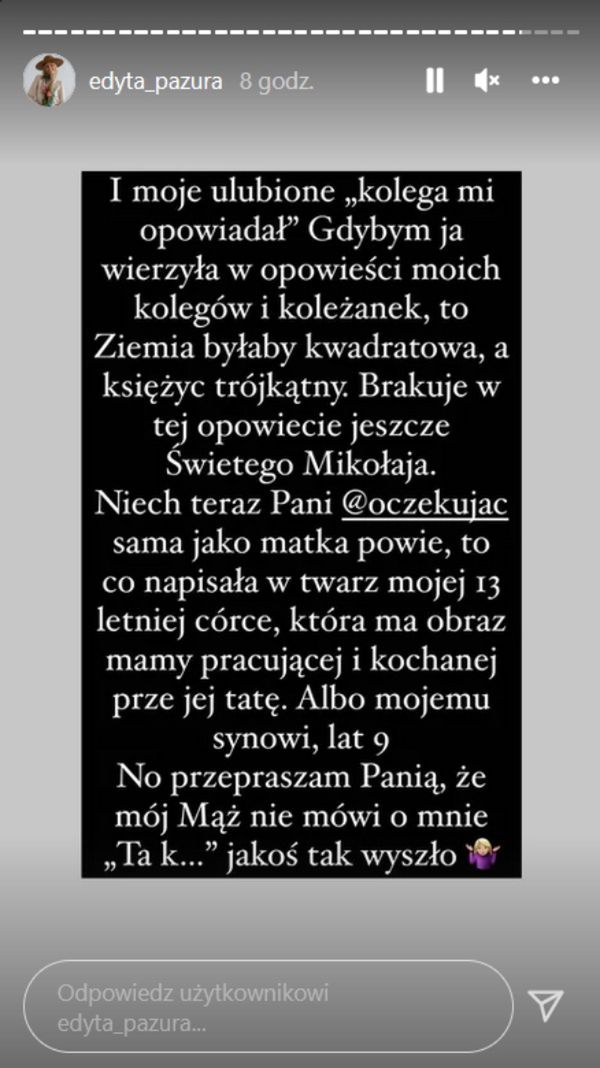 Edyta Pazura odpowiada szkalującej jej męża internautce