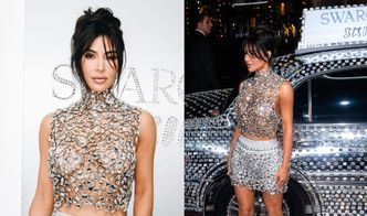 Kim Kardashian w kreacji wysadzanej kryształami Swarovskiego bryluje na otwarciu sklepu w Nowym Jorku (ZDJĘCIA)