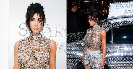 Kim Kardashian w kreacji wysadzanej kryształami Swarovskiego bryluje na otwarciu sklepu w Nowym Jorku (ZDJĘCIA)