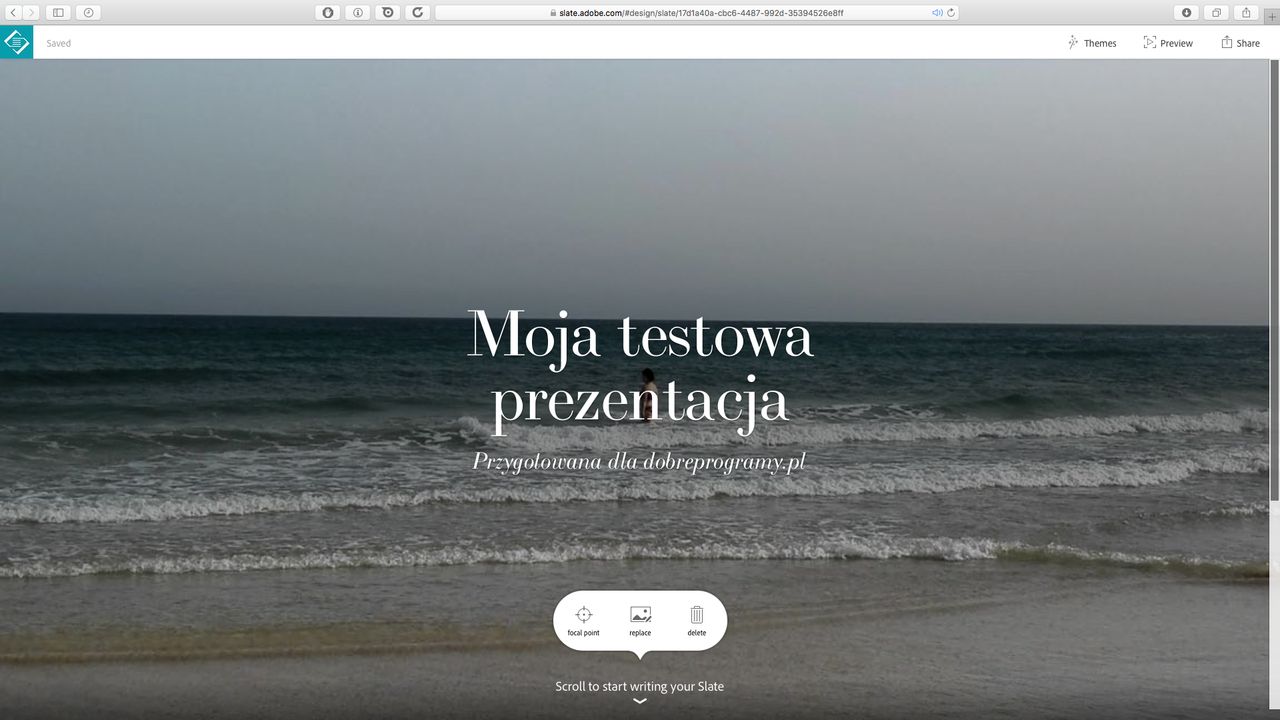 Z Adobe Slate zrobisz pokaz slajdów w przeglądarce