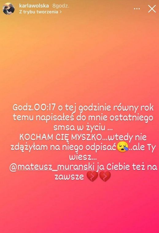 Narzeczona Mateusza Murańskiego ujawnia treść ostatniego SMS-a, jakiego do niej wysłał