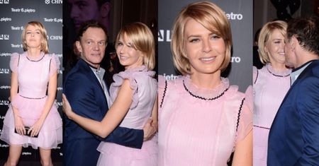 Edyta Pazura w różowych falbanach "podziwia" męża na deskach teatru... (ZDJĘCIA)