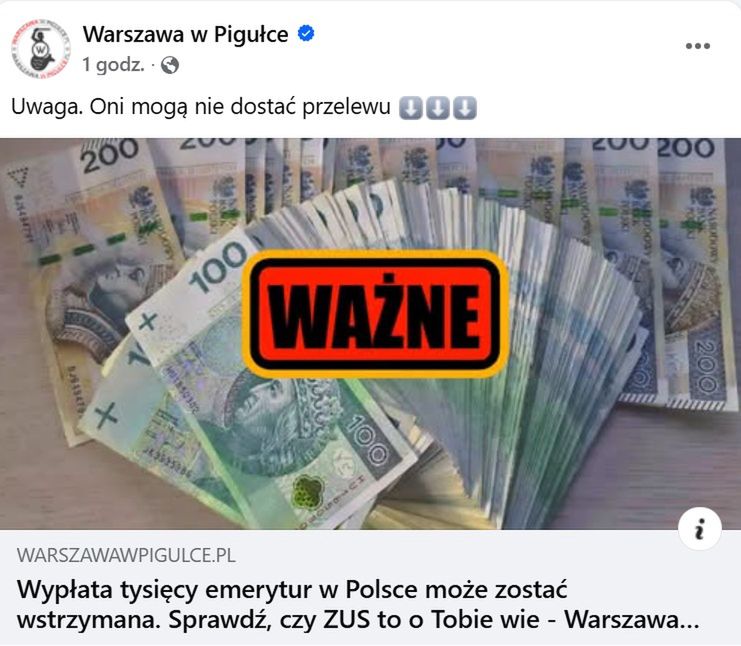 Pilne Warszawa w Pigułce na Facebooku. 