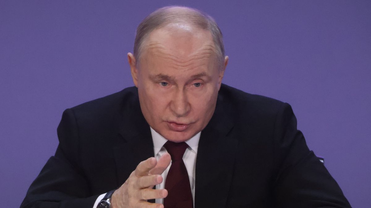 MOSCOW, RUSSIA - APRIL 2: (RUSSIA OUT) Russian President Vladimir Putin gestures during the Expanded Board of the Interior Ministry on April 2, 2024 in Moscow, Russia. President Putin proposed to change migration policy in the country and to identify the "ultimate beneficiaries" of the terrorist attack on the Crocus City Hall, at the annual meeting at the federal police agency. (Photo by Contributor/Getty Images)