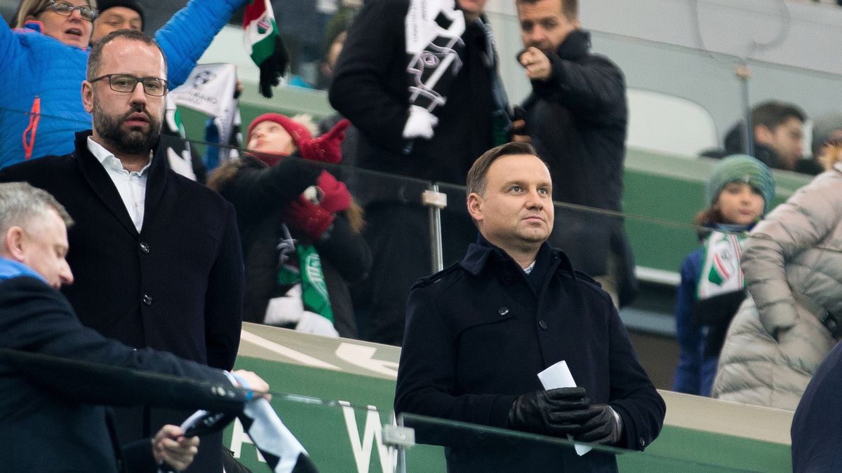 Prezydent Andrzej Duda na meczu Legia - Sporting