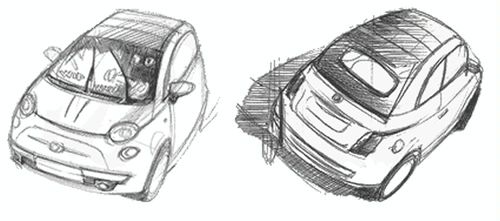 Fiat 500 cabrio - szkice designerskie