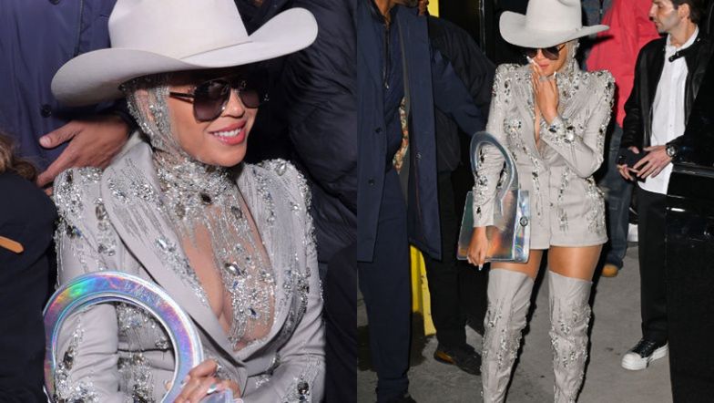 Odziana w kozaki do połowy uda Beyonce promuje się jako kowbojka. Gwiazda postawiła na ŚMIAŁĄ KREACJĘ na pokazie mody (ZDJĘCIA)
