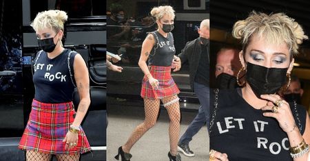 "Rockowa" Miley Cyrus w krótkiej spódniczce i kabaretkach przyciąga wzrok w Nowym Jorku. Pasuje jej taki styl? (ZDJĘCIA)