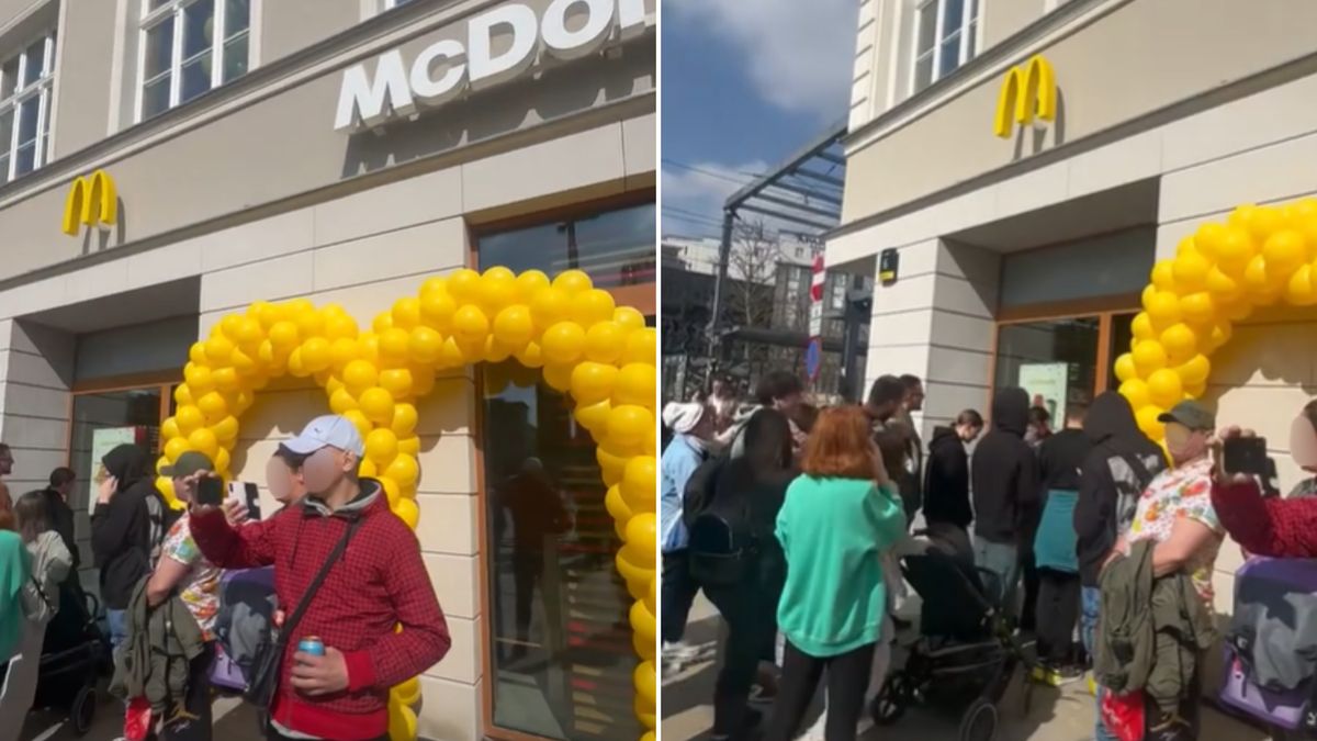 Sceny przed McDonald's w Katowicach.
