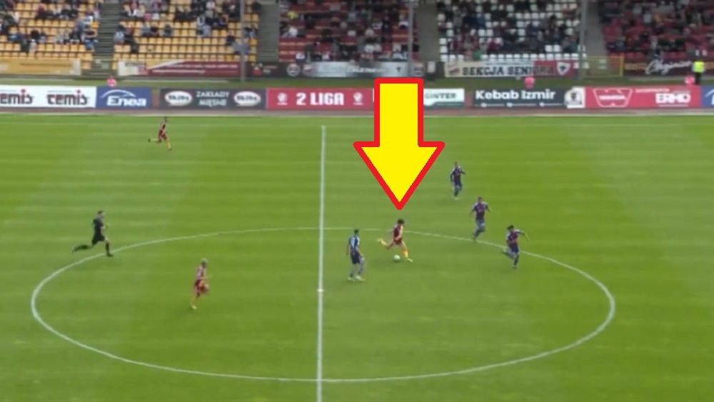 Screen / TVP Sport / Na zdjęciu: Hide Vitalucci strzelił fantastycznego gola w meczu z Polonią Bytom