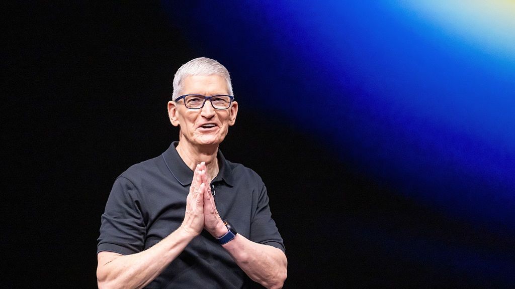 Apple Holds Product Unveiling Event
Tim Cook, chief executive officer of Apple Inc., inside the Steve Jobs Theater during an event at Apple Park campus in Cupertino, California, US, on Tuesday, Sept. 9, 2025. Apple Inc. is holding its biggest product launch event of the year Tuesday, when the company is set to unveil the new iPhone 17 lineup, smartwatches and AirPods ahead of the holiday season. Photographer: David Paul Morris/Bloomberg via Getty Images
Bloomberg
u.s., north american, united states of america, business news, american, u.s.a., us, industries, americas