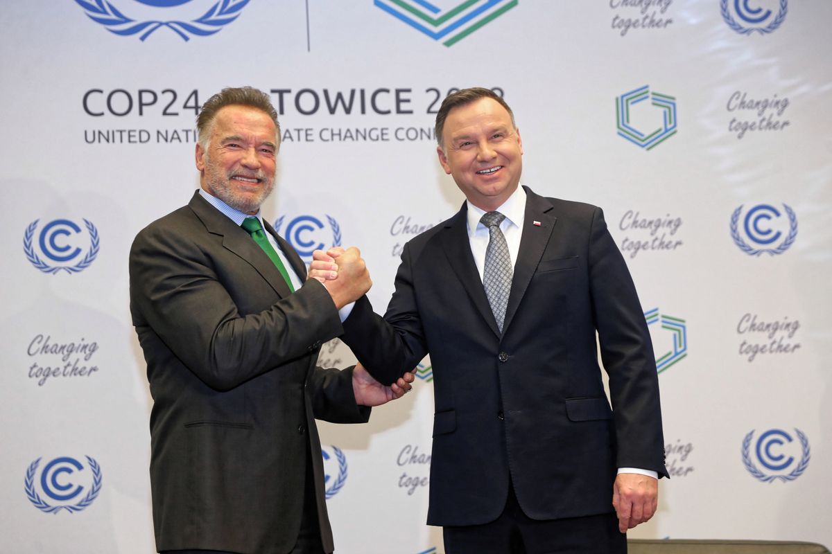 Andrzej Duda i Arnold Schwarzenegger. Spotkanie w Katowicach