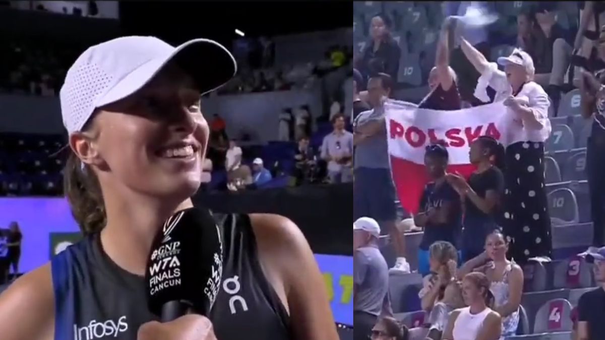 Twitter / WTA / Na zdjęciu: Iga Świątek i kibice z Polski w Cancun.