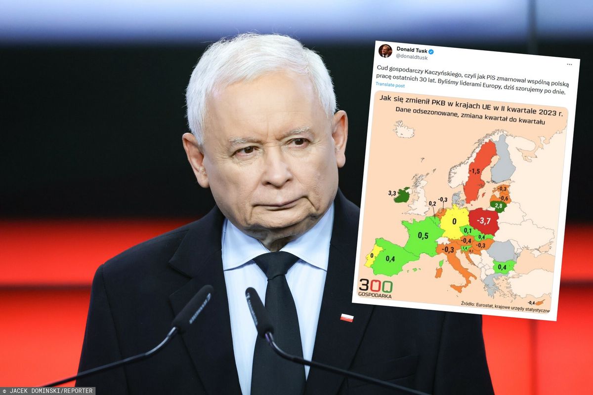Tusk pokazał mapę. "Byliśmy liderami Europy, dziś szorujemy po dnie"