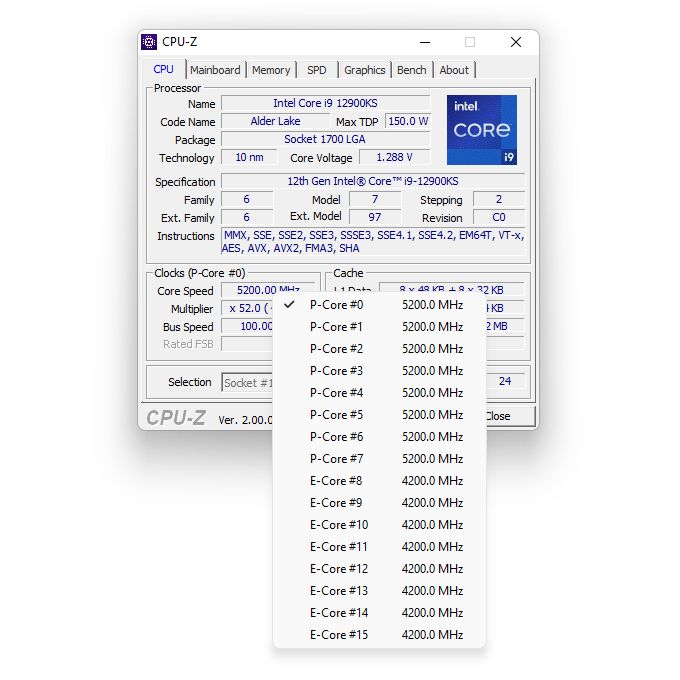 Intel Core i9-12900KS - podkręcanie procesora