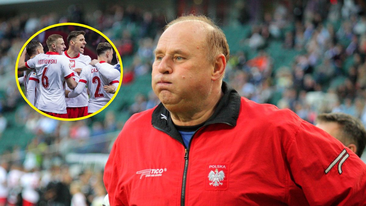 Na dużym zdjęciu Jan Tomaszewski, na małym piłkarze reprezentacji Polski