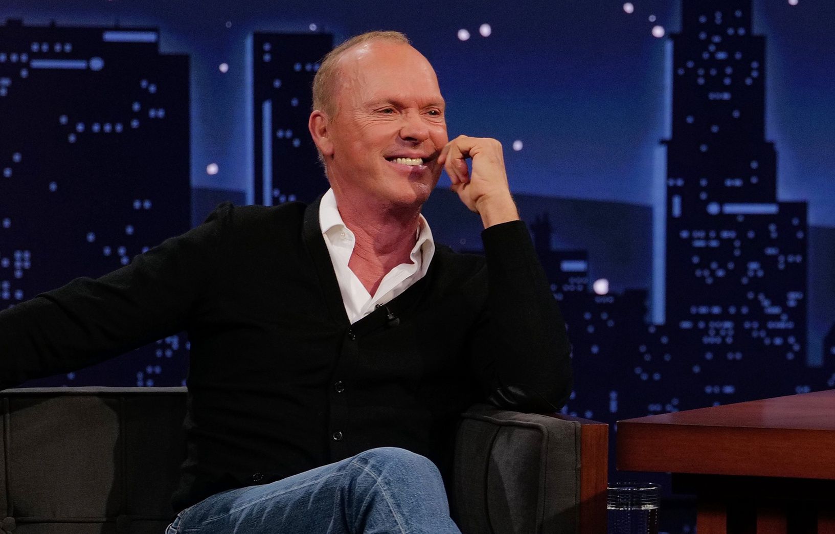 MICHAEL KEATON, JIMMY KIMMELJIMMY KIMMEL LIVE!  "Jimmy Kimmel Live!" airs every weeknight at 11:35 p.m. ET and features a diverse lineup of guests that include celebrities, athletes, musical acts, comedians and human interest subjects, along with comedy bits and a house band. The guests for Wednesday, March 13 included Michael Keaton ("Knox Goes Away"), Ramy Youssef ("Ramy Youssef: More Feelings"), and musical guest Briston Maroney. (Randy Holmes. / Disney via Getty Images)MICHAEL KEATON, JIMMY KIMMELRandy Holmesepisodic