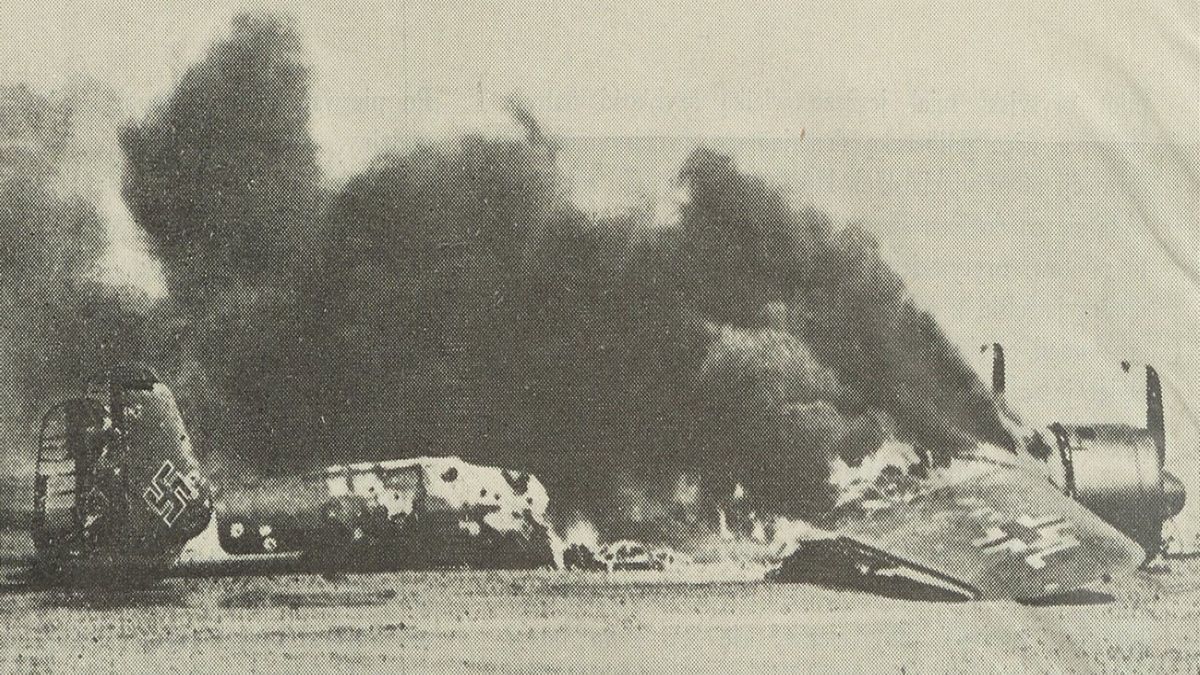 Niemiecki bombowiec zestrzelony w trakcie bitwy o Anglię 