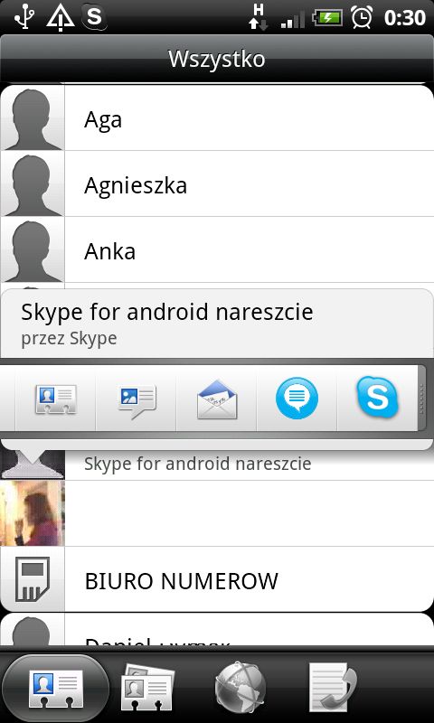 Skype - integracja z książką kontaktową