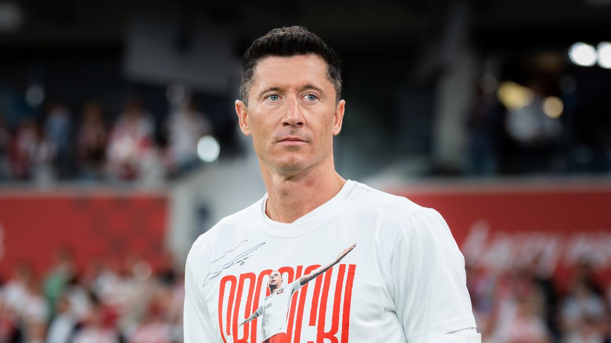Robert Lewandowski appears before the international friendly match between Poland and Moldova at Silesian Stadium in Chorzow, Poland, on June 6, 2025. This game is part of preparations for upcoming FIFA World Cup European qualifying matches. (Photo by Marcin Golba/NurPhoto via Getty Images)