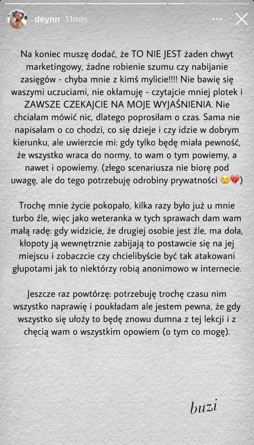 Deynn tłumaczy się z małżeńskiego kryzysu z Majewskim