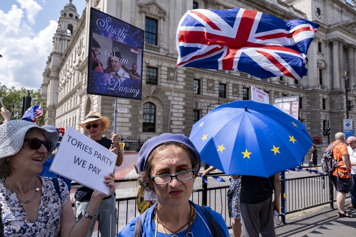 Demonstracja, która odbyła się 21.06.2023. Przeciwnicy brexitu zbierają się w Londynie co środę
