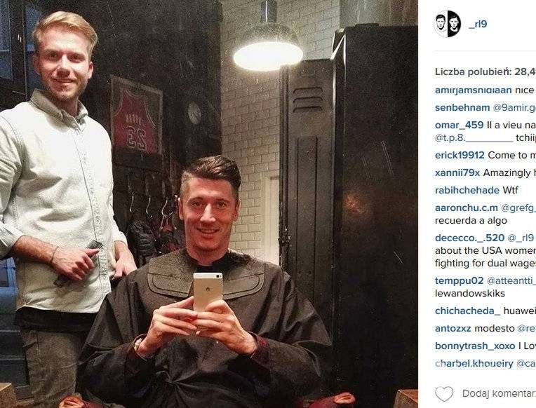 Robert Lewandowski w nowej fryzurze (fot. Instagram)