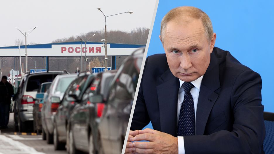 Władimir Putin i jedno z przejść granicznych w Rosji
