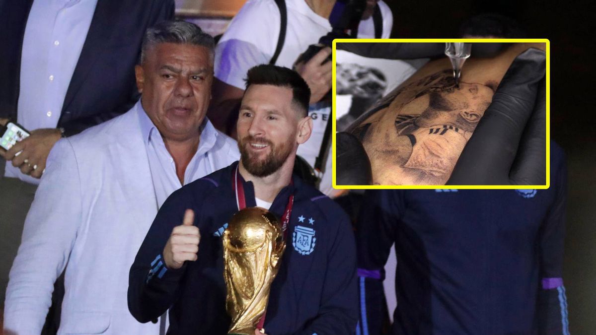 Lionel Messi / w ramce: tatuaż z podobizną piłkarza