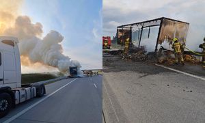 Pożar ciężarówki na A2. Kierowcy utknęli na trasie